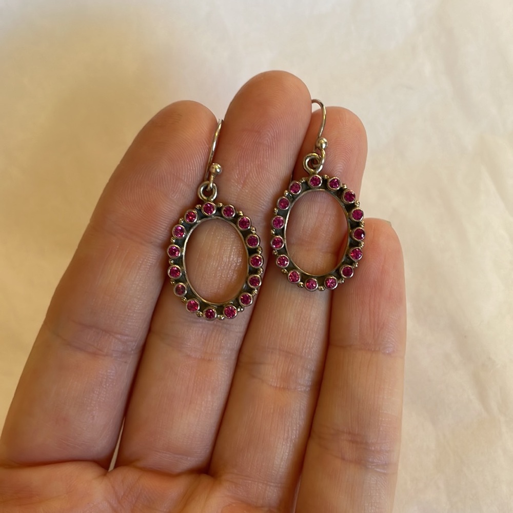 Ruby And Sterling Dangle Earrings - image 2